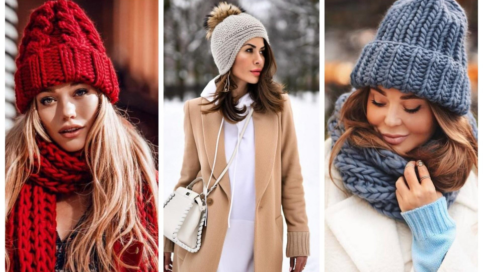 Женские вязаные шапки на осень и зиму фото, как подобрать головной убор